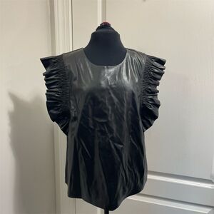 English Factory Women's Black Ruffle Detail Blouse Size Large